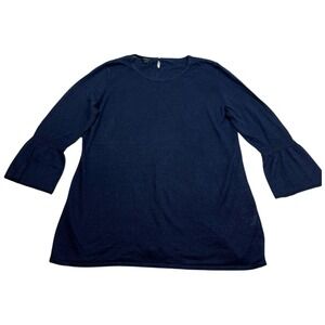 Talbots Linen Bell Sleeve Sweater Navy L